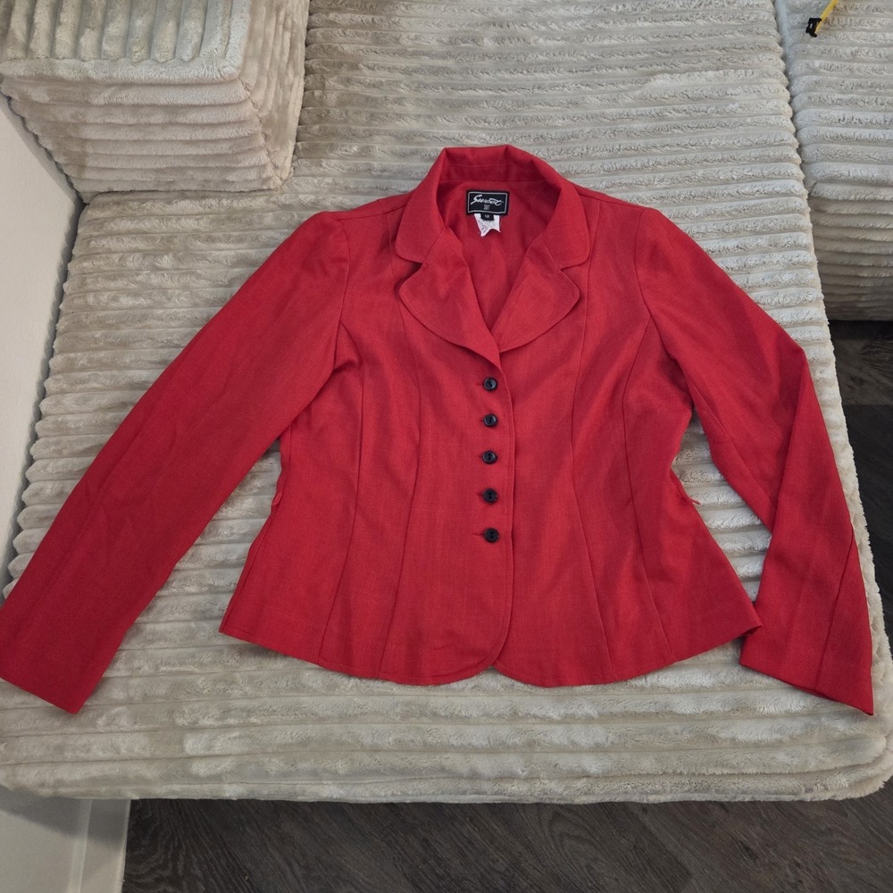 Vintage Sweet Suit Red Blazer Jacket Button Front Tailored Size 12
